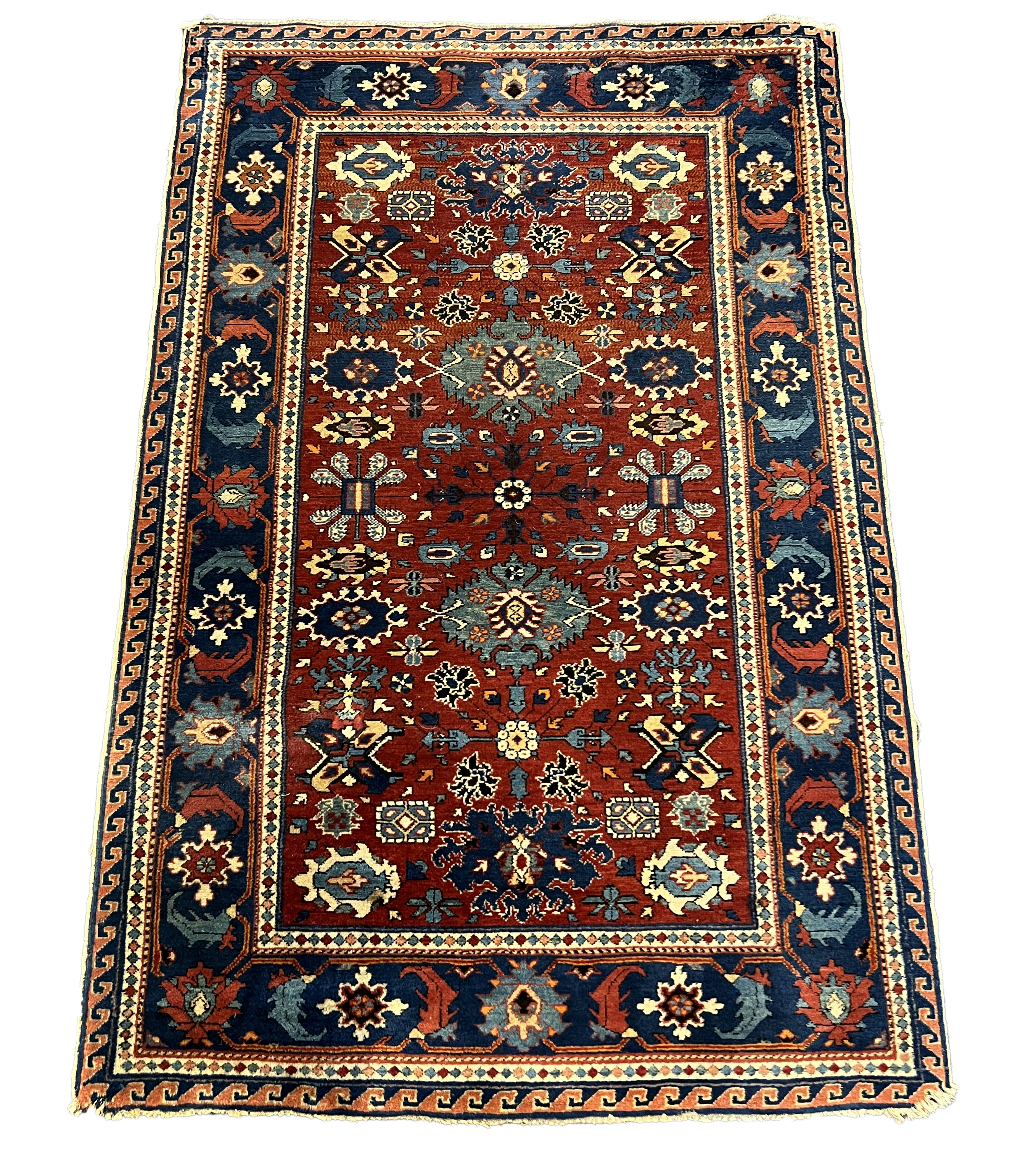 A Shiraz rug, the red field, 153 x 98cm